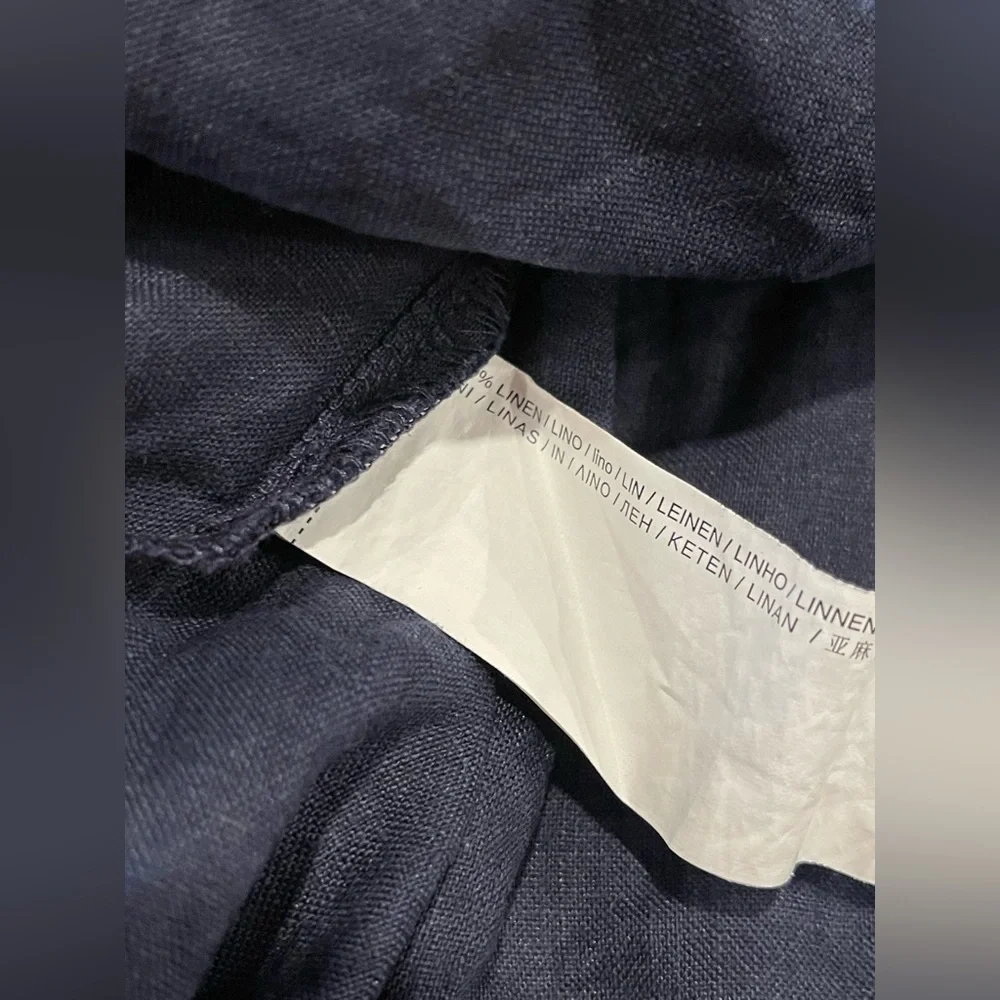 Mango MNG blue linen button up dress 4 - Picture 7 of 7